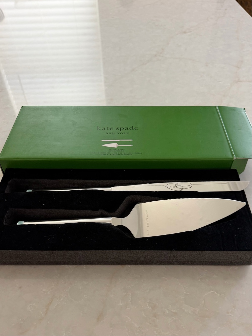 Kate spade polished silver cake knife and server